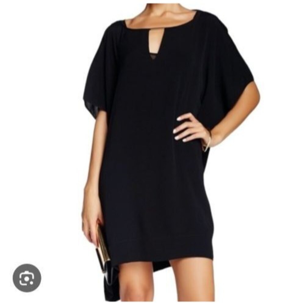 DVF Beonica‎ Dress M Black Jersey Shift Dolman Sleeve Oversized Luxury Lagenlook